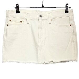 Levis Denim Skirt Womens 29 Measures 34x13 Off-White Mini Raw Hem Frayed Cotton
